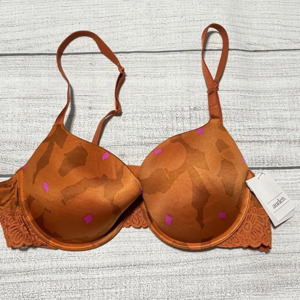 Auden Copper Orange Bra with Pink Accents